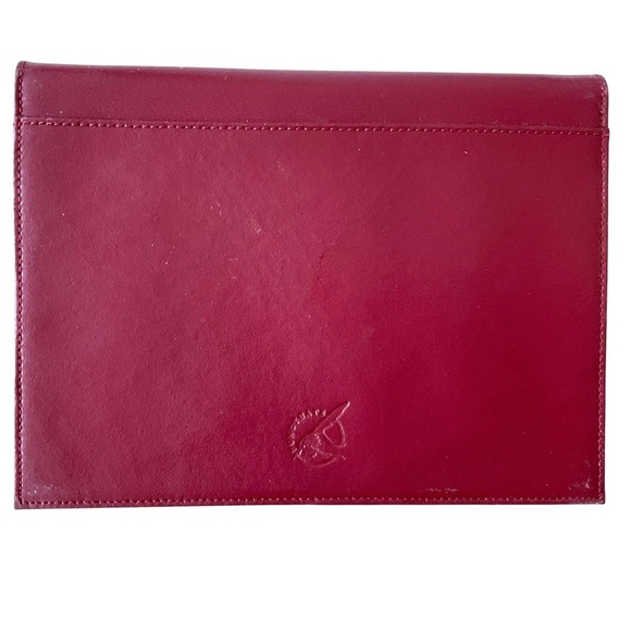 Barnes & Noble Burgundy Leather Document Holder Folio Organizer Clutch 8X6 - Picture 1 of 4